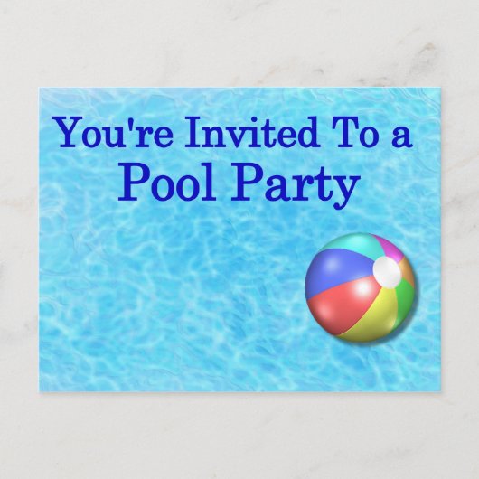 Je bent uitgenodigd voor een Pool Party Uitnodiging Briefkaart (Voorkant)