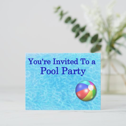 Je bent uitgenodigd voor een Pool Party Uitnodiging Briefkaart (Staand voorkant)
