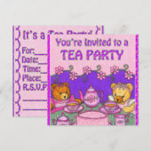 Je bent uitgenodigd voor een Tea Party card~Teddy  Kaart (Voorkant / Achterkant)