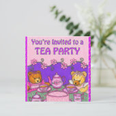 Je bent uitgenodigd voor een Tea Party card~Teddy  Kaart (Staand voorkant)