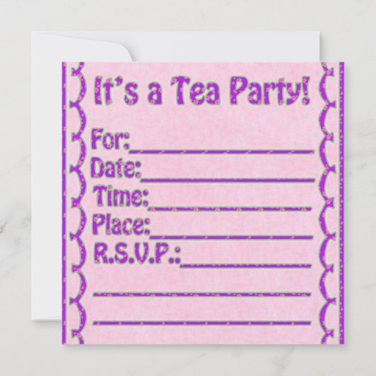 Je bent uitgenodigd voor een Tea Party card~Teddy  Kaart (Achterkant)