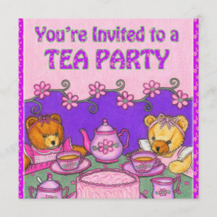 Je bent uitgenodigd voor een Tea Party card~Teddy  Kaart
