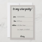 Je bent uitgenodigd voor een wijnfeestje kaart (Achterkant)