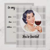 Je bent uitgenodigd voor een wijnfeestje kaart (Voorkant / Achterkant)