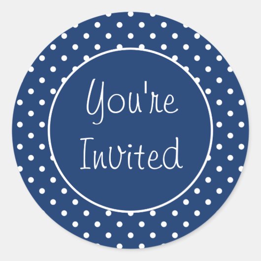 Je bent uitgenodigd voor het blauwe pooldot envelo ronde sticker (Voorkant)