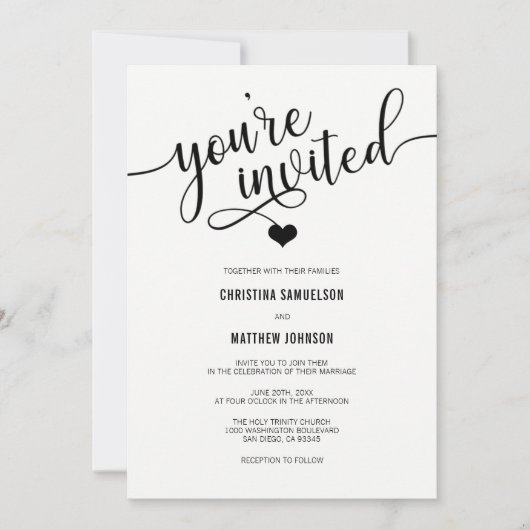 Je bent uitgenodigd voor het klassieke zwarte en w kaart (Voorkant)