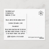 Je bent uitgenodigd voor kerstfeest, blauwe glazen briefkaart (Achterkant)