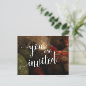 Je bent uitgenodigd voor kerstfeest, glazen zalen briefkaart (Staand voorkant)