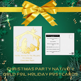 Je bent uitgenodigd voor Kerstmis Kerststal Goud K Folie Feestdagen Briefkaart