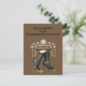 Je bent uitgenodigd voor mijn Steampunk reüleparty Briefkaart (Staand voorkant)