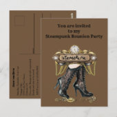 Je bent uitgenodigd voor mijn Steampunk reüleparty Briefkaart (Voorkant / Achterkant)