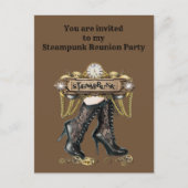 Je bent uitgenodigd voor mijn Steampunk reüleparty Briefkaart (Voorkant)