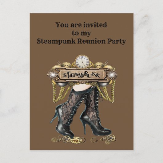 Je bent uitgenodigd voor mijn Steampunk reüleparty Briefkaart (Voorkant)