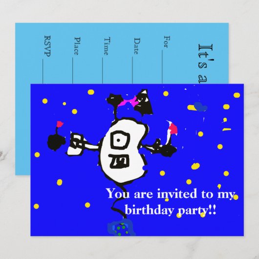 Je bent uitgenodigd voor mijn verjaardagsfeestje!  kaart (Voorkant / Achterkant)