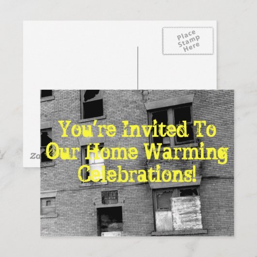 Je bent uitgenodigd voor onze warmerende feestjes. uitnodiging briefkaart (Voorkant / Achterkant)