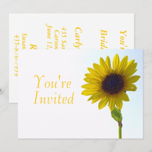 Je bent uitgenodigd voor Sunflower Invitation Kaart (Voorkant / Achterkant)