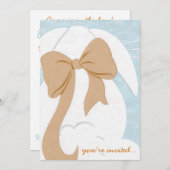 Je bent uitgenodigd voor White Bunny met Brown Bow Kaart (Voorkant / Achterkant)