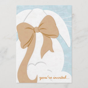 Je bent uitgenodigd voor White Bunny met Brown Bow Kaart