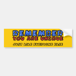 Je bent uniek bumpersticker