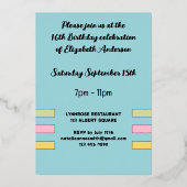 Je bent vandaag uitgenodigd op verjaardagsfeestje  folie uitnodiging (Achterkant)