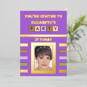 Je bent vandaag uitgenodigd voor het verjaardagsfe folie uitnodiging (Staand Voorkant)