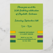 Je bent vandaag uitgenodigd voor het verjaardagsfe folie uitnodiging (Achterkant)