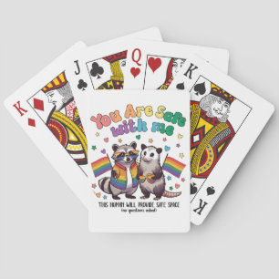 Je bent veilig bij mij LGBT wasbeer dier Pokerkaarten