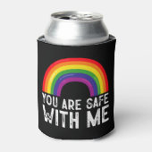 Je bent veilig bij mij LGBTQ Pride Maand Rainbow Blikjeskoeler (Blikje Voorkant)