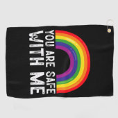 Je bent veilig bij mij LGBTQ Pride Maand Rainbow Golfhanddoek (Horizontaal)
