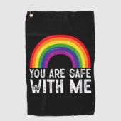Je bent veilig bij mij LGBTQ Pride Maand Rainbow Golfhanddoek (Voorkant)