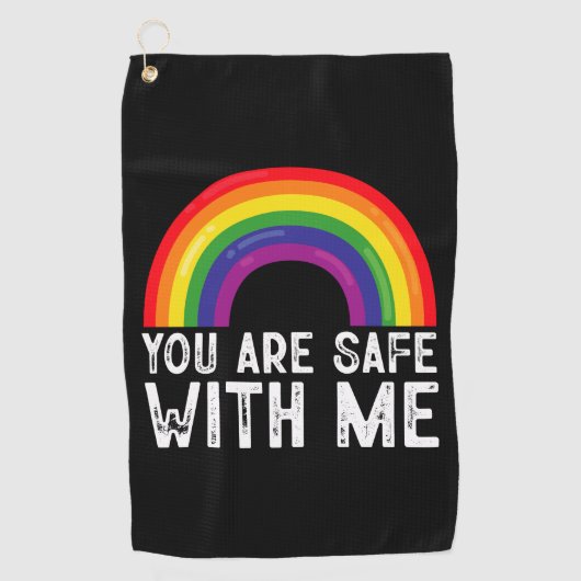 Je bent veilig bij mij LGBTQ Pride Maand Rainbow Golfhanddoek (Voorkant)