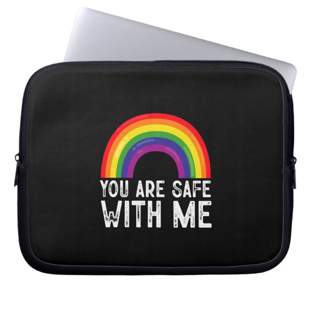 Je bent veilig bij mij LGBTQ Pride Maand Rainbow Laptop Sleeve (Voorkant)