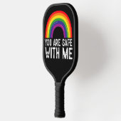 Je bent veilig bij mij LGBTQ Pride Maand Rainbow Pickleball Paddle (Links)