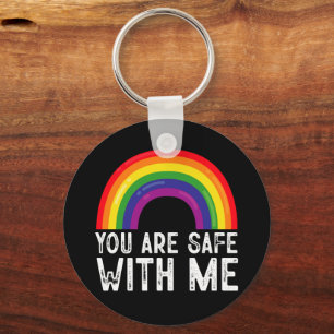 Je bent veilig bij mij LGBTQ Pride Maand Rainbow Sleutelhanger