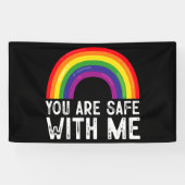 Je bent veilig bij mij LGBTQ Pride Maand Rainbow Spandoek (Horizontaal)