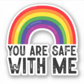 Je bent veilig bij mij LGBTQ Pride Maand Rainbow Sticker (Voorkant)