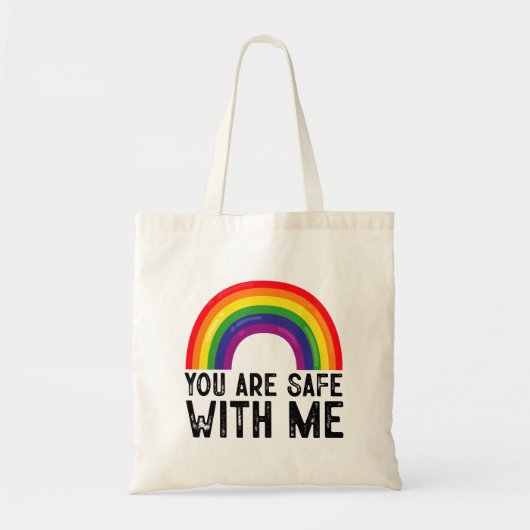Je bent veilig bij mij LGBTQ Pride Maand Rainbow Tote Bag (Voorkant)