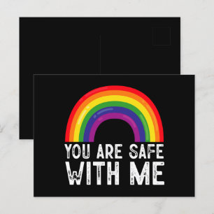 Je Bent Veilig Bij Mij LGBTQ Pride Maand Regenboog Briefkaart