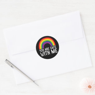 Je Bent Veilig Bij Mij LGBTQ Pride Maand Regenboog Ronde Sticker