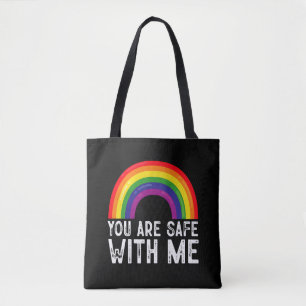 Je Bent Veilig Bij Mij LGBTQ Pride Maand Regenboog Tote Bag