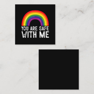 Je Bent Veilig Bij Mij LGBTQ Pride Maand Regenboog Vierkante Visitekaartje