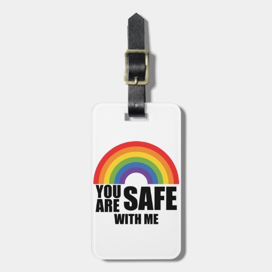Je bent veilig bij mij LGBTQ Rainbow Pride Bagagelabel (Voorkant verticaal)