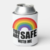 Je bent veilig bij mij LGBTQ Rainbow Pride Blikjeskoeler (Blikje Voorkant)
