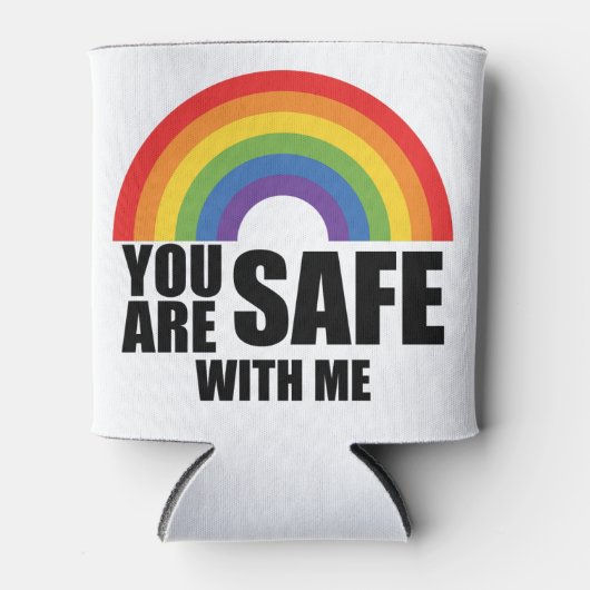 Je bent veilig bij mij LGBTQ Rainbow Pride Blikjeskoeler (Voorkant)