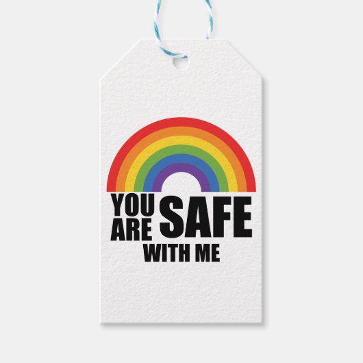 Je bent veilig bij mij LGBTQ Rainbow Pride Cadeaulabel (Voorkant)