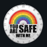 Je bent veilig bij mij LGBTQ Rainbow Pride Dartbord<br><div class="desc">Je bent veilig bij mij LGBTQ Rainbow Pride</div>