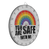 Je bent veilig bij mij LGBTQ Rainbow Pride Dartbord (Voorkant Links)