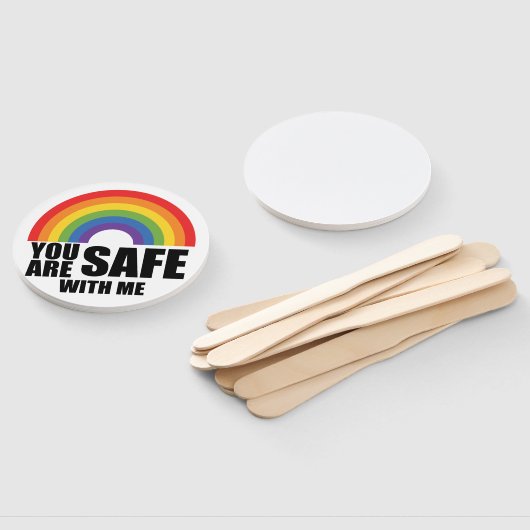 Je bent veilig bij mij LGBTQ Rainbow Pride Handwaaier (Niet-gemonteerd)