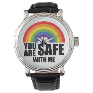 Je bent veilig bij mij LGBTQ Rainbow Pride Horloge
