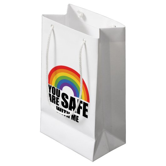 Je bent veilig bij mij LGBTQ Rainbow Pride Klein Cadeauzakje (Voorkant Gekanteld)